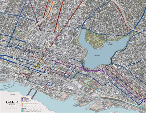 Map of Oakland center with all transit routes : r/transit