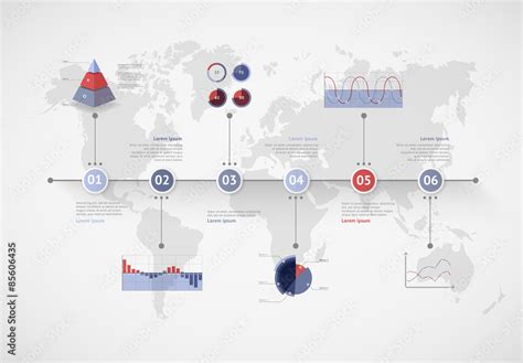 Timeline vector infographic. World map Stock Vector | Adobe Stock