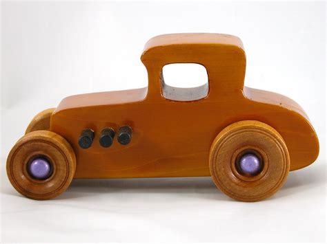 Wooden Toy Car Hot Rod 27 T Coupe Handmade Finished With Amber Shellac