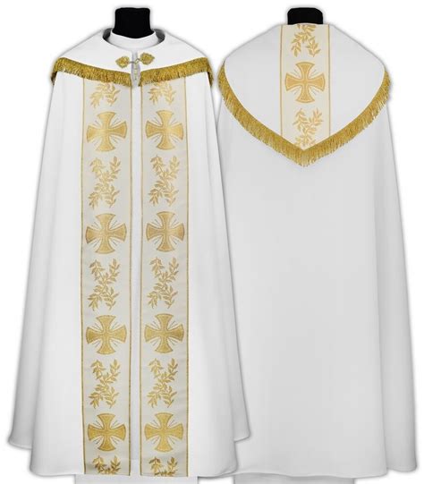 White Gothic Cope With Stole Maltese Crosses K Bf Vestment Capa