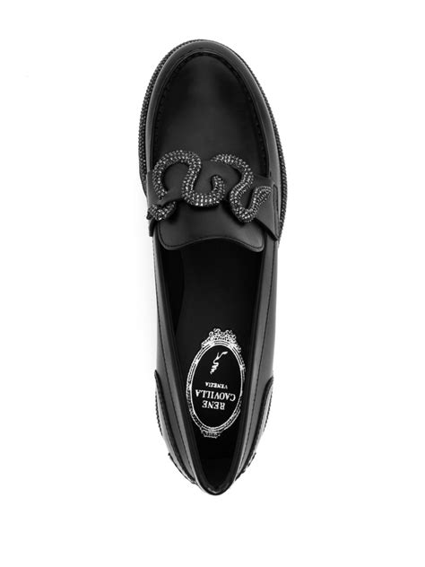 René Caovilla Morgana 40mm Leather Loafers Black FARFETCH UK