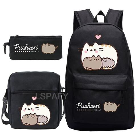 Kawaii Fat Cat Backpacks Pusheen Print Schoolbags 3pcs/set