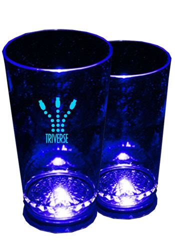 Personalized Blue 16 Oz Light Up LED Pint Glasses