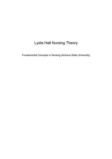 SOLUTION: Lydia hall nursing theory 2023 2024 4 - Studypool