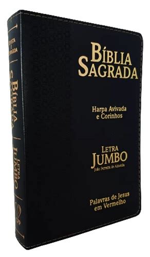 Bíblia Sagrada Letra Jumbo Capa Pu Luxo Com Harpa Avivada E