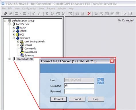 Logging In To EFT Server