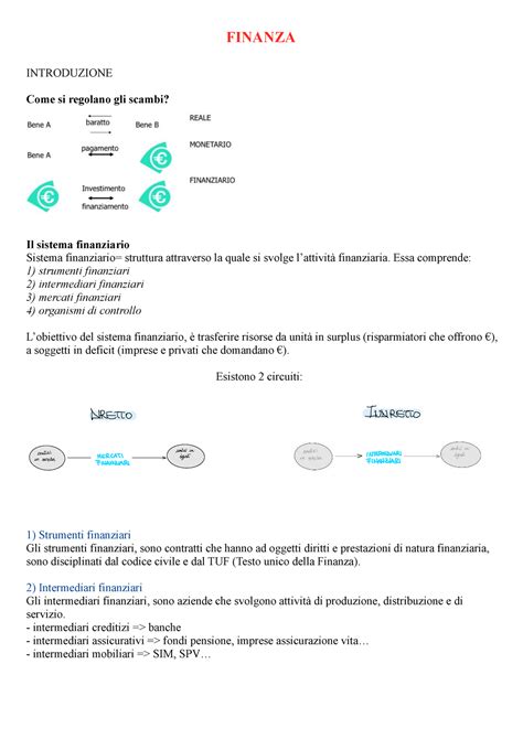 Finanza Aziendale Riassunto Finanza Introduzione Come Si Regolano Gli