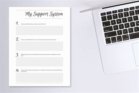 Support System Printables Vision Board Activity Self Help Journal