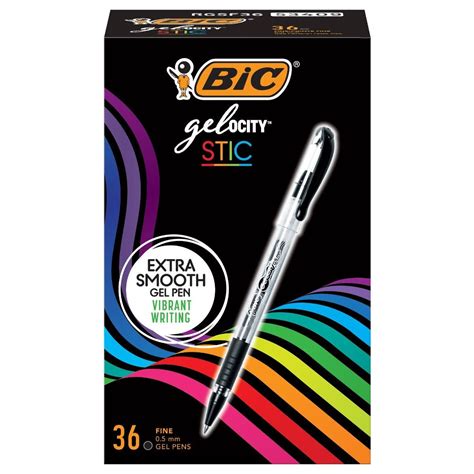 BIC Gelocity Smooth Gel Pens, Fine Point (0.5mm), Black, 36-Count Pack