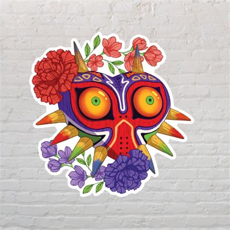 Floral Majoras Mask Sticker Floral Zelda Sticker The Legend Of Zelda