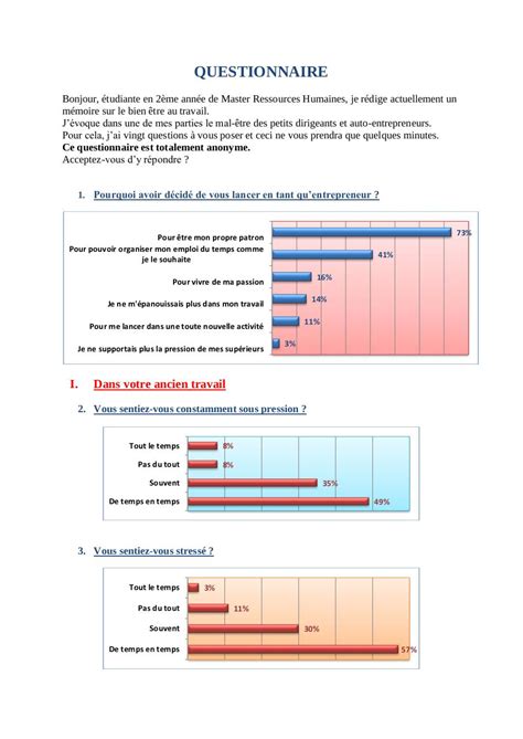 questionnaire bien être au travail