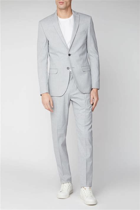 Limehaus Light Grey Slim Fit Stretch Suit Suitdirect Co Uk