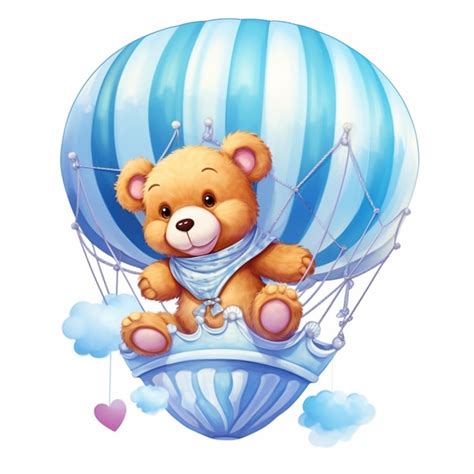 Premium Photo There Is A Teddy Bear That Is Sitting In A Hot Air Balloon Generative Ai