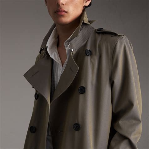 Cotton Gabardine Trench Coat In Storm Blue Men Burberry United States