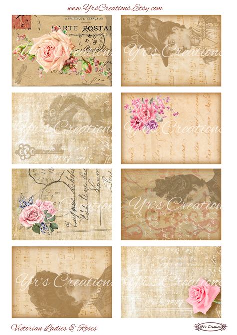 Victorian Ladies And Roses Vintage Paper Floral Printable Ephemera For