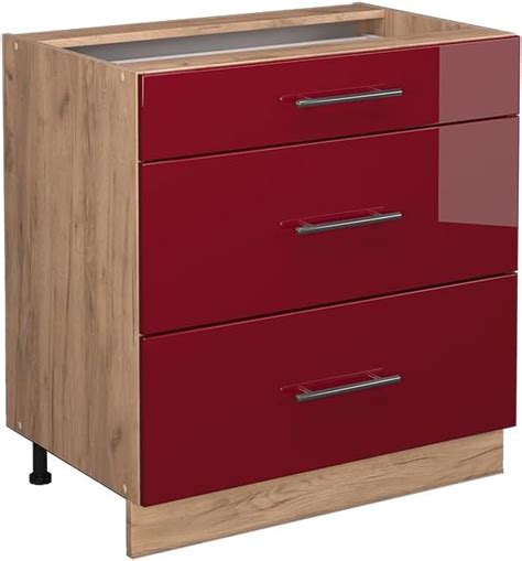 Vicco K Chenunterschrank Fame Line Bordeaux Hochglanz Goldkraft Eiche