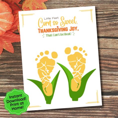 Sweet Corn Footprint Handprint Craft, Thanksgiving Craft for Toddlers