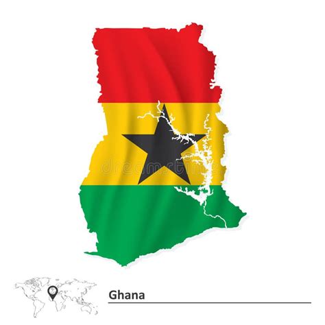 Map of Ghana with flag stock vector. Illustration of green - 125149911