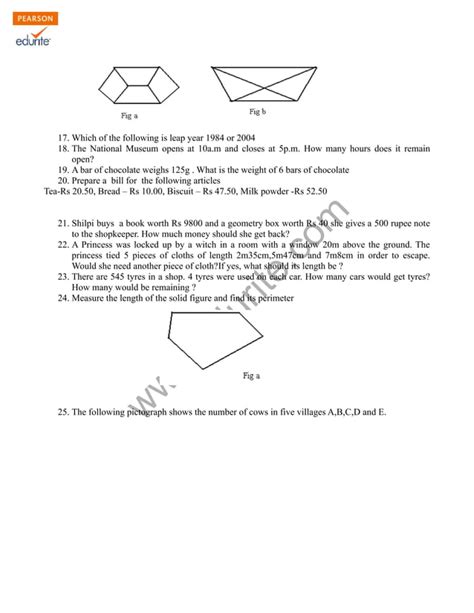 Class 3 Cbse Maths Sample Paper Term 2 Model 1