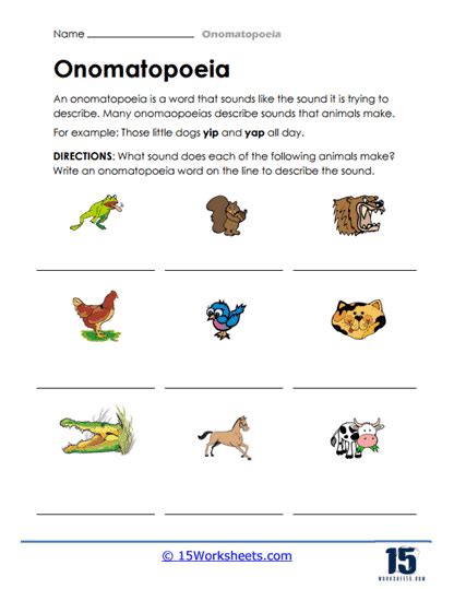 Onomatopoeia Worksheets 15