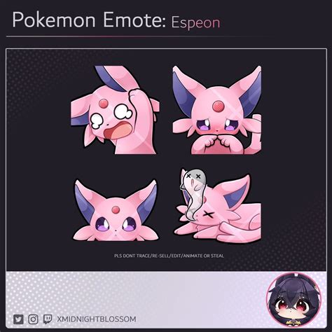 Espeon Pokemon Emote Set Twitch Discord Emotes Twitch Graphic Etsy