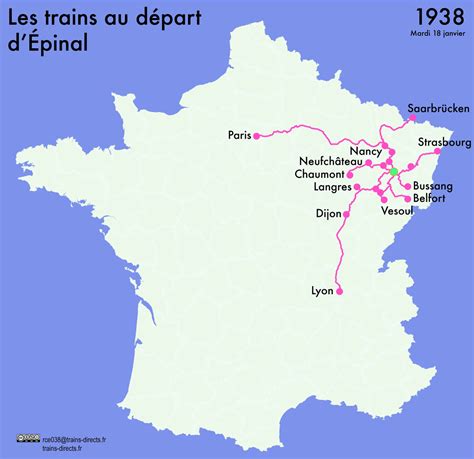 Carte des trains directs au départ d Epinal en 2021