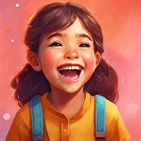 Premium Photo | Cartoon kid little girl laughing