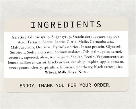 printed ingredients stickers custom ingredients list etsy uk