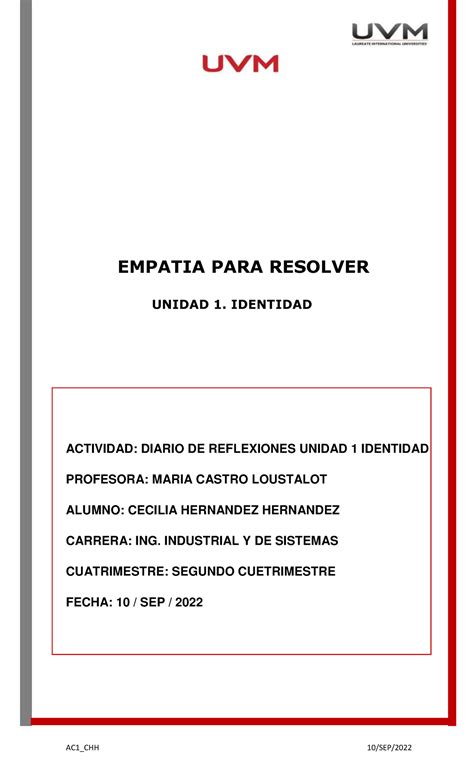 Ac Chh Apuntes Empatia Para Resolver Unidad Identidad