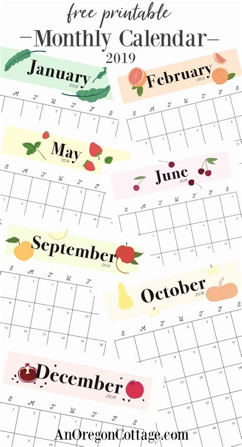 Mini Monthly Calendar Printable