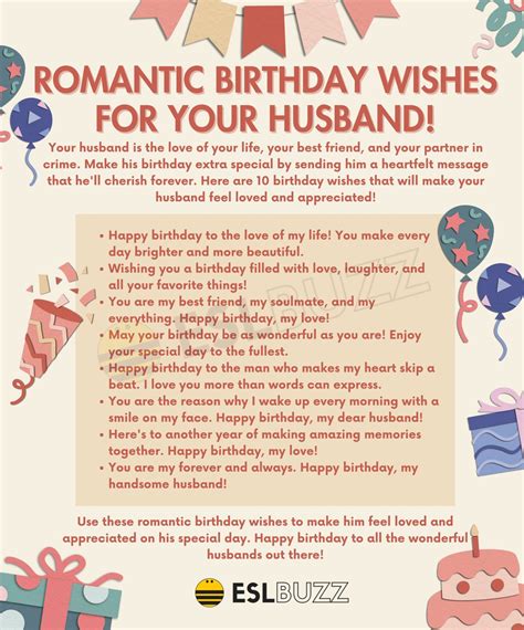 Romantic Birthday Wishes For Husband To Celebrate His Special Day Eslbuzz