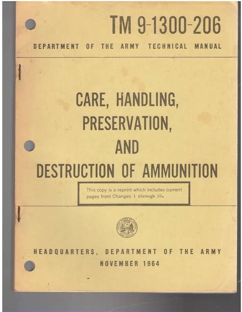 Department Of The Army Technical Manual Tm Care Handling