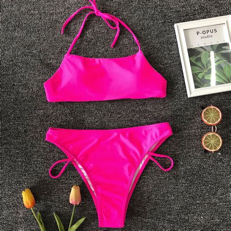 Neon Cute Swimsuit Bikinis Bikinis For Teens Neon Pink Bikini The