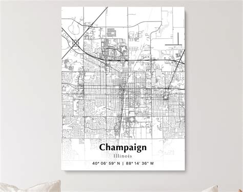 Champaign City Map Print, Champaign Illinois Map Poster, USA City ...