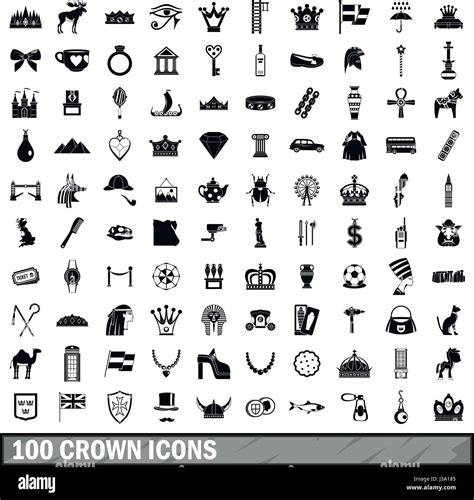 100 Crown Icons Set Simple Style Stock Vector Image And Art Alamy