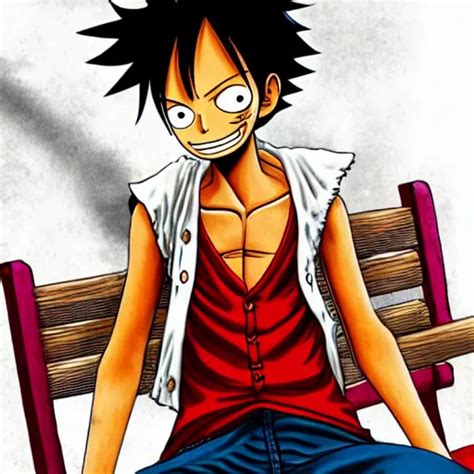 Luffy From One Piece Sitting On A Bench Stable Diffusion OpenArt