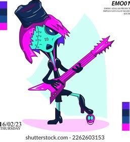 Zombie Holding Guitar Vector Character Stock Vector (Royalty Free ...