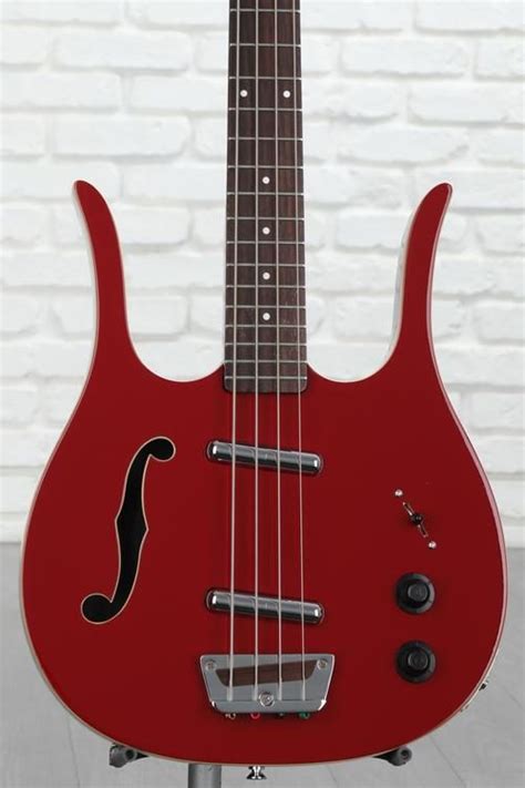 Danelectro Red Hot Longhorn Semi Hollowbody Bass Guitar Red Sweetwater