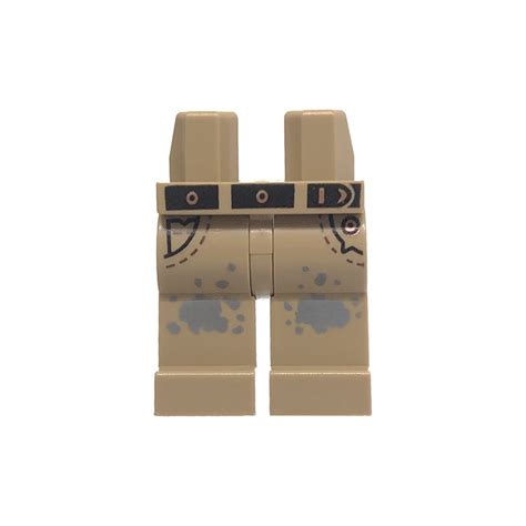 LEGO Dark Tan Minifigure Hips And Legs With Black Belt And Stains On