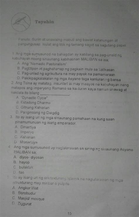 Tayahin Sa Araling Panlipunan Panuto Suriin At Unawaing Mabuti Ang