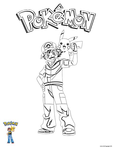 pikachu and ash coloring page