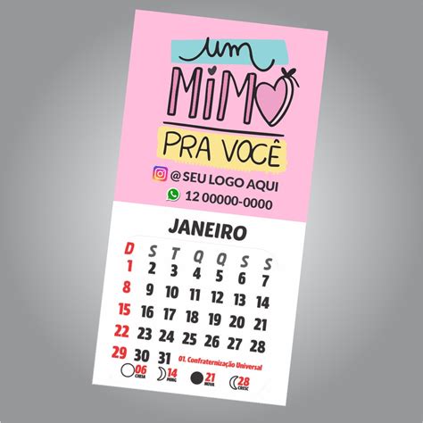 50 Imãs de Geladeira mini Calendário Um mimo pra você 2024 2025