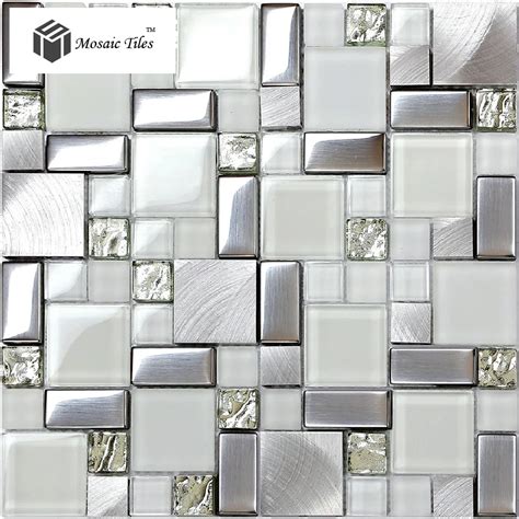 Super White Glass Glitter Mosaic Tile Metallic Kitchen Backsplash