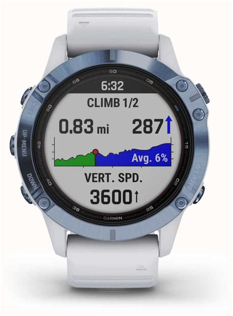 Garmin Fenix Pro Solar Titanium Mineral Blue White Rubber Strap