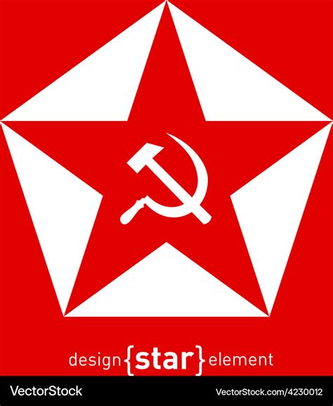 Red star with socialist symbols on white Vector Image