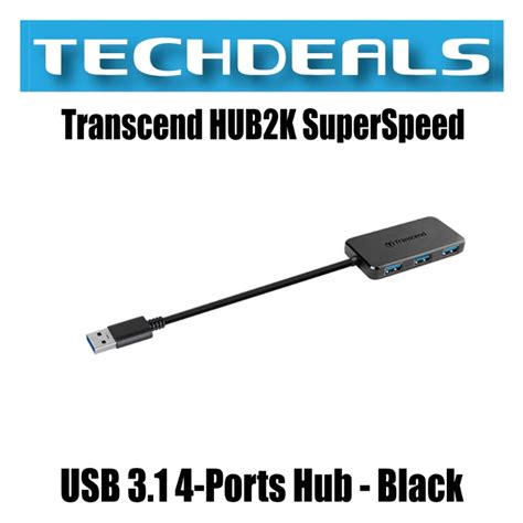 Transcend HUB2K SuperSpeed USB 3 1 4 Ports Hub Black Computers