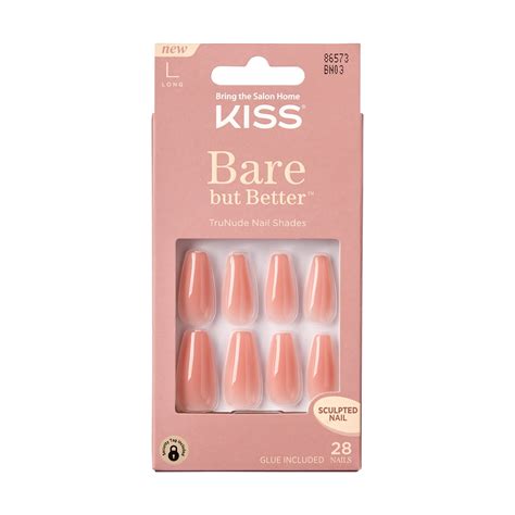 KISS USA Bare But Better Sculpted Nude Fake Nails Nude Glow 28 Count