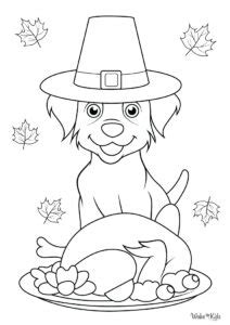 Thanksgiving Dog Coloring Pages (Free Printable PDFs) | WakeTheKids