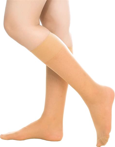 Womens 6 Pack Silky Sheer Knee High Trouser Socks Reinforced Toe