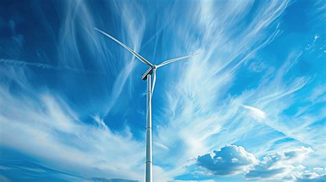 Single Wind Turbine Over Dramatic Blue Sky Background Alternative